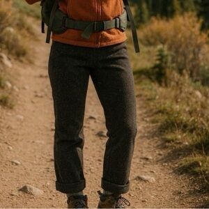 Woolrich WOODLYN Tweed Wide Leg Pants Trousers Wool/ Silk Blend Size 18 Gray